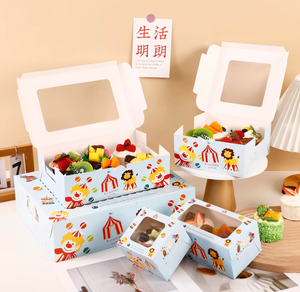 Windowed Color Printed Cake <b>Boxes</b> Custom logo Food-Grade Packaging for Baked Goods & Cakes for Bakery Takeaways - Product Image 1
