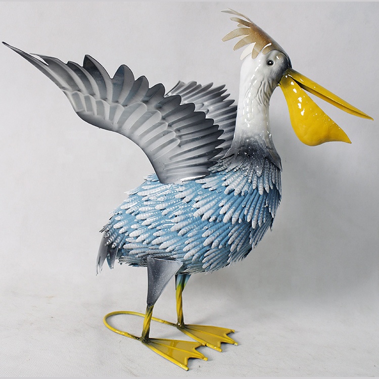 SAMEMO Statuetta Di Pellicano In Legno Per Giardino E Interni – 37,1 Cm, Con Corda