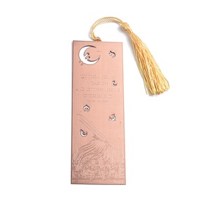 High Quality Retro Rectangle Rose Gold Hollow Out Embossed Metal <b>Bookmark</b> with Tassel - Product Image 1