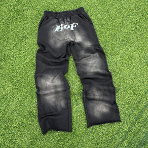 Pantalon de survêtement baggy design pour homme, style de rue, imprimé délavé vintage, sans cordon de serrage - Product Image 1