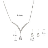 Parures de Bijoux de Mariée Tendances avec Cristal et Strass Plaqué Rhodium en Forme de Goutte d'Eau, Ensemble Deux Pièces pour Mariage et Fiançailles