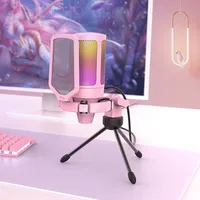 Розовый настольный микрофон Fifine A6VP для Youtube, профессиональные микрофоны для студийной записи, игровой микрофон RGB