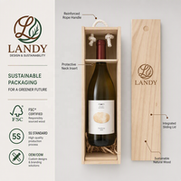 Custom Logo Premium Single Bottle Wood Box Whiskey Natural Pine Timber Slide Top Storage Case for Professional Gifting Box