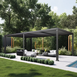 Pérgola eléctrica motorizada para exteriores, parasol de aluminio para exteriores, techo de Louvre de aluminio moderno, pérgola bioclimática con puerta de vidrio - Product Image 5