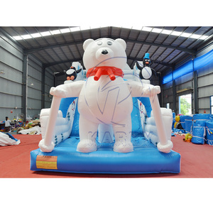 Toboggan aquatique gonflable commercial sur <span class=keywords><strong>le</strong></span> thème de l'ours polaire blanc, en PVC robuste, avec château gonflable pour les fêtes - Product Image 2