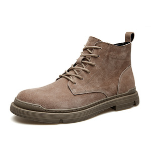 Botas Martin para hombre, de media caña, de cuero, con cordones, punta redonda, botas de trabajo para todas las estaciones, estilo Chukka - Product Image 5