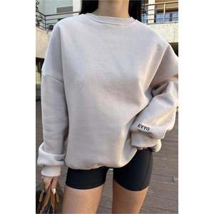 Sudadera Beige para Mujer con Bordado de Texto Eyyo, Estilo Urbano, Talla XS, para Otoño e Invierno - Product Image 2