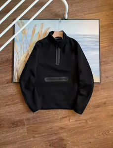 Giacca Sportiva Unisex Primavera Autunno con Mezza Zip, Maniche Raglan, Collo Alto, <span class=keywords><strong>Felpa</strong></span> con <span class=keywords><strong>Cappuccio</strong></span> e Zip Incollata, Vestibilità Ampia Effetto Lavato - Product Image 3