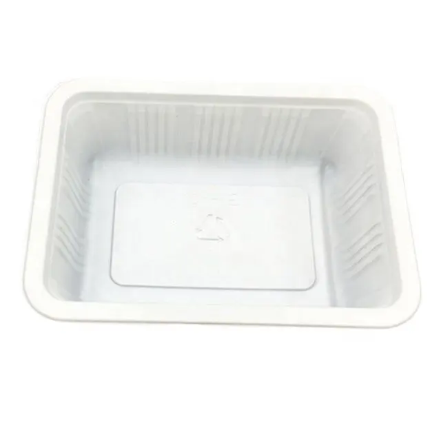 Custom rectangular white color plastic disposable Pp pet Heat Sealing Food Tray Map Vacuum Forming frozen food tray for tofu