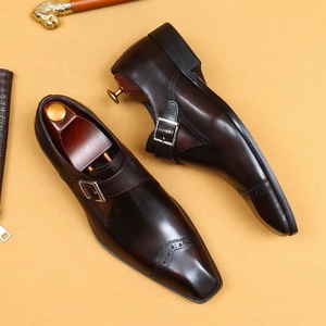รองเท้าแบบ Monk Strap สำหรับผู้ชาย หัวเหลี่ยม หนังแท้ สายรัดหัวเข็มขัด เหมาะสำหรับใส่ทำงาน ใส่ได้ทุกฤดู - Product Image 3