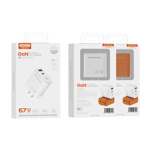 Chargeur rapide USB C PD 67W à double port US/UE avec lumière LED, matériau GaN, QC3.0, pour téléphones Android - Product Image 4