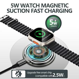 Chargeur sans fil à <span class=keywords><strong>induction</strong></span> magnétique intelligent 3-en-1 15W Protections USB Type C Support de montre pour téléphone portable 5W pour <span class=keywords><strong>iPhone</strong></span> - Product Image 5