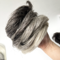 Moños de Cabello Blanco, Cabello Lacio y Rizado, Chignon, Extensiones de Cabello Humano, Adecuado para Mujeres Mayores