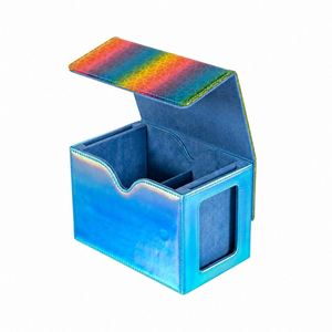 Boîte de rangement portable pour jeux de cartes en PVC à dégradé arc-en-ciel avec fenêtre, étui pour deck à coins carrés, impression couleur intégrale - Product Image 5