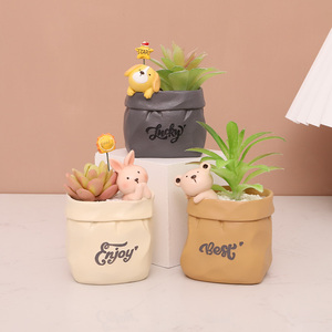 Vaso per Fiori in Poliresina Stile Cartone Animato Roogo, Finitura Dipinta, Decorazione da Scrivania Ecologica, Stile Moderno per Piante Verdi e Bonsai - Product Image 1