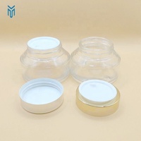 Vente en gros 100g d'épaule inclinée pot en verre transparent bouteille de crème cosmétique visage soin de la peau pot de crème avec couvercle en argent doré