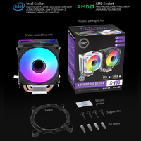 Lovingcool RGB 2 Tubo de calor CPU Ventilador de refrigeración Aluminio Gaming PC 90mm Procesador Disipador de calor Radiador Ventilador Efecto de iluminación multicolor