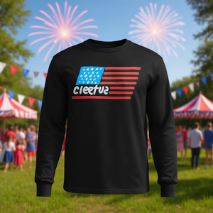 Maglietta a maniche lunghe Cleetus con design della bandiera americana, abbigliamento promozionale - Product Image 3