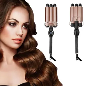 Высокое качество 3 бочонок волнистые завивки 25 мм волосы waver 22 мм керамический ЖК-дисплей Temp Тройные Бочки для женщин
