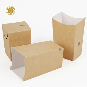 Disposable Custom Take Away Fast Food Cardboard French Fries Paper Cone With Sauce Tray