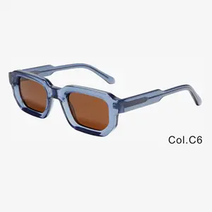 Fabrika yüksek kaliteli asetat güneş gözlüğü 2024 özel kalın çerçeve küçük kare vintage asetat güneş gözlüğü erkek kadın