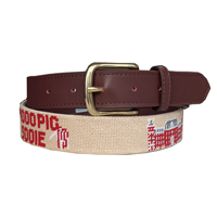 Ceinture à thème universitaire faite à la main pour homme en cuir de vachette avec broderie