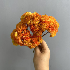 YOPIN-6030 Fleur artificielle réaliste à 3 branches, colorée, 21 cm, tige courte, rouge, orange, verte, pour décoration de bureau - Product Image 5