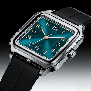 Top Luxury Green Dial Arabic Numerals Quartz Watch Men's Business Watch Stainless Steel Alloy <b>Square</b> Watch - Product Image 4