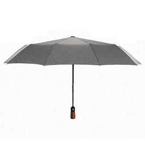 Paraguas Automático Plegable de Tres Pliegues con Tres Varillas de Madera Maciza, Resistente al Viento, para Sol y Lluvia, Ideal para Negocios - Product Image 2