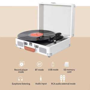 Reproductor de Vinilo Moderno Retro con Conexión Inalámbrica BT, Altavoces Dobles Integrados, Reproductor de Música Portátil para Dormitorio y Sala de Estar - Product Image 4