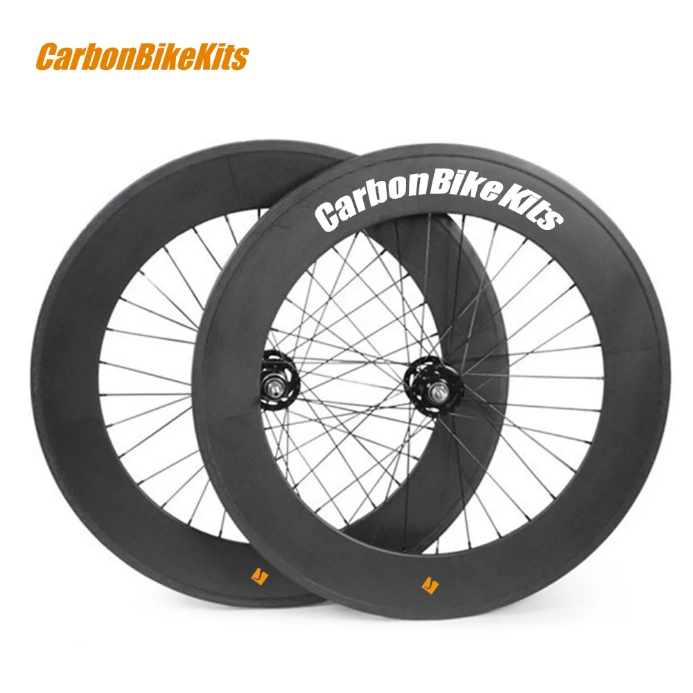 Full carbon carbonbikekits tw88c traccia di carbonio ruote, 88mm ruote copertoncino set per moto fixie