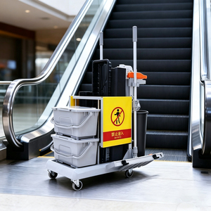 Chariot de Nettoyage en Plastique Professionnel pour Escalators de Centres Commerciaux, Hôpitaux, Aéroports et Hôtels, avec Outils de Nettoyage Manuels - Product Image 1