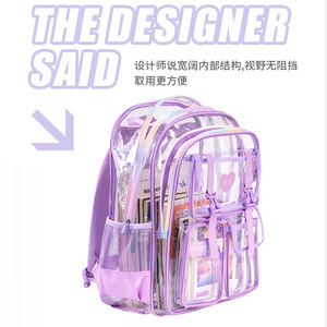 Transparent Jelly <b>Backpack</b> For Girls 18 In <b>Large</b> Capacity School <b>Backpack</b> With Zipper Pocket Multiple Colors Available - Product Image 2