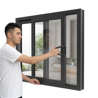 Ventanas de Vidrio Triple con Diseño Moderno, Marco de Vidrio de Doble Pared de Aleación de Aluminio con Pantalla Deslizante