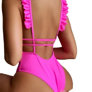 热销粉色泳衣制造公司一件比基尼热卖女孩泳衣