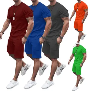 Fashionable Custom Logo Clothing Sets For Men Summer Outfits Men Short Set Running Jogging Short Sleeves Casual Men Jogger Set