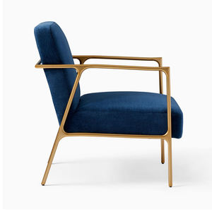 Sillón de Salón de Metal Forjado a Mano de Lujo con Tapicería de Tela, Sillón de Comedor para Villas y Sofás de Descanso - Product Image 4