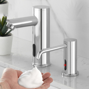 Distributeur de savon moussant automatique moderne chromé à capteur infrarouge sans contact pour hôtel et toilettes commerciales - Product Image 2