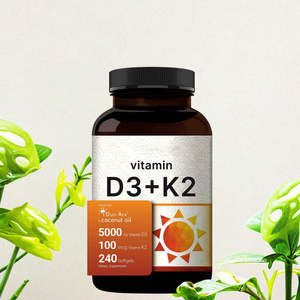Cápsulas Veganas de Vitamina D3 <span class=keywords><strong>K2</strong></span> al por Mayor OEM, 5000 UI D3 100 mcg <span class=keywords><strong>K2</strong></span>, Multivitamínico en Gelatina, Alimento Herbal Saludable a <span class=keywords><strong>Base</strong></span> de Aceite de Coco - Product Image 2