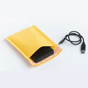 Pochette d'expédition en papier kraft jaune épais personnalisé, sac de qualité garantie en polyéthylène, enveloppe rembourrée à bulles pour carton d'épicerie - Product Image 6