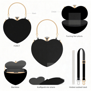 Bolso de mano con forma de corazón y purpurina, bolso de noche brillante, bolso cruzado con cadena dorada para fiesta de boda - Product Image 2