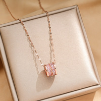Nouveau collier en acier titane plaqué or 18 carats coloré, finition émaillée, zircon 3A incrusté, pendentif à glissière, cadeau pour femmes