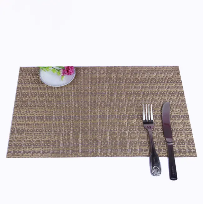 Isıya dayanıklı kaymaz Placemats mutfak masası için yıkanabilir dayanıklı PVC masa paspasları dokuma vinil Placemats