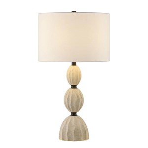 White Textured Amphora Modern Boho Table Lamp | Cozy Lighting for Resort Hotel Guest Room & Leisure Area - Product Image 3