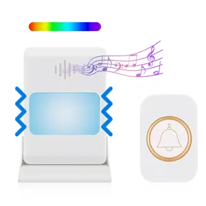 Sonnette numérique sans fil auto-alimentée récepteur de bouton de télécommande 3 modes de rappel sonnette sans fil pour sourds et aveugles