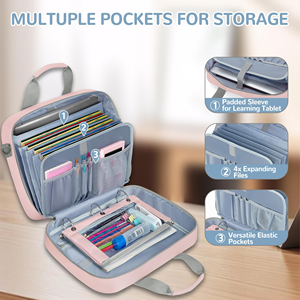 3 Ring Zipper Binder with Binder Pencil Pouch, Expanding File Organizer with Padded <b>Sleeve</b> Fit for 14 Inch <b>Laptop</b> - Product Image 2