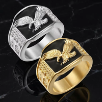Bague pour homme en acier inoxydable plaqué or 18 carats, motif aigle ailé, style décontracté, pour anniversaire, faite à la main, usage quotidien