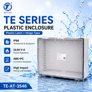 QITAI TE-AT-3546 Scatola di derivazione industriale in plastica PC ABS impermeabile IP66 con coperchio trasparente e chiusure a cerniera - Product Image 1