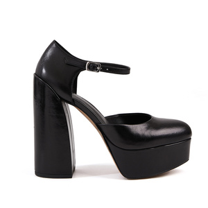 Vendita calda piattaforma tacchi vera pelle punta aperta cinturino posteriore sandali estivi <span class=keywords><strong>scarpe</strong></span> moda donna - Product Image 6