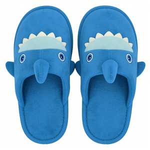 Pantuflas de tiburón personalizadas para niños, pantuflas de tiburón azul para casa, pantuflas de tiburón de peluche para niños, pantuflas de tiburón de dibujos animados con punta abierta - Product Image 1